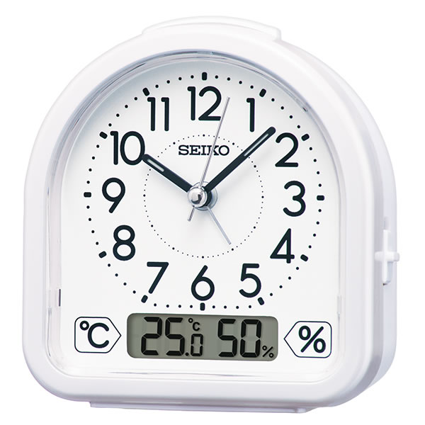 【正規品】SEIKO セイコー クロック KR512W 目覚まし時計 置時計 温度計 湿度計 スタンダード