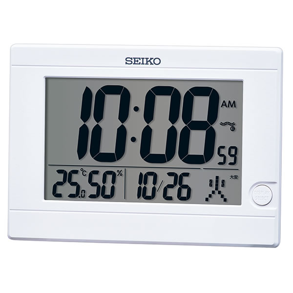 【国内正規品】SEIKO セイコー クロック SQ447W 置掛兼用 デジタル電波時計 温湿度計