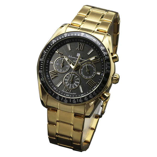【正規品】SALVATORE MARRA サルバトーレ・マーラ 腕時計 SM15116-GDBKGD メンズ クロノグラフ 電波ソーラー